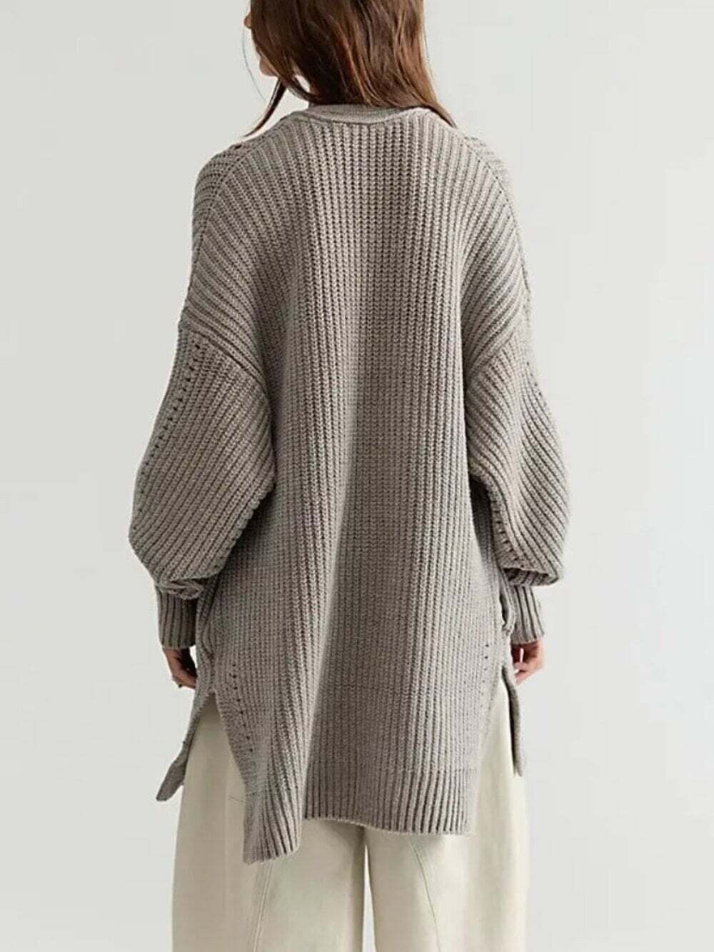 Free People Nightingale Oversized Cardigan Slouchy Silver Gleam Grey Size XS - Picture 3 of 8